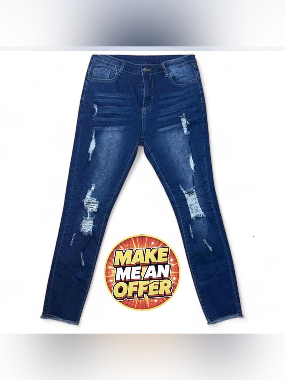 Brand New Dark Blue Distressed Women's Jeans - SZ 12